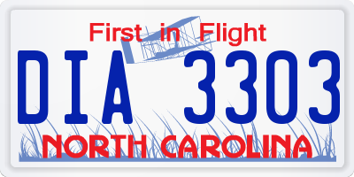 NC license plate DIA3303