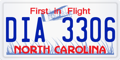 NC license plate DIA3306
