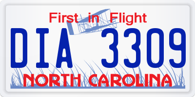 NC license plate DIA3309