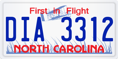 NC license plate DIA3312