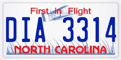 NC license plate DIA3314