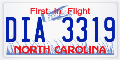 NC license plate DIA3319