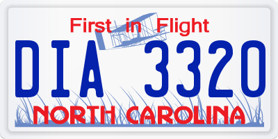 NC license plate DIA3320