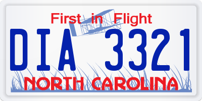 NC license plate DIA3321