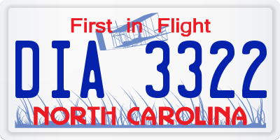 NC license plate DIA3322