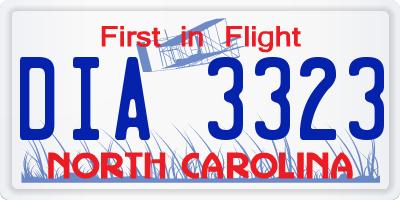 NC license plate DIA3323