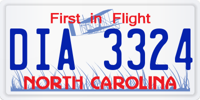 NC license plate DIA3324