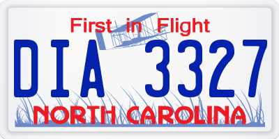 NC license plate DIA3327