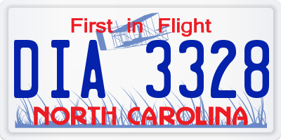 NC license plate DIA3328
