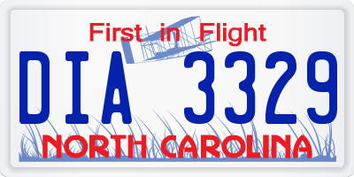 NC license plate DIA3329