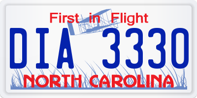 NC license plate DIA3330