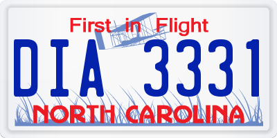 NC license plate DIA3331