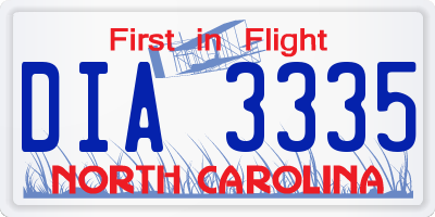 NC license plate DIA3335