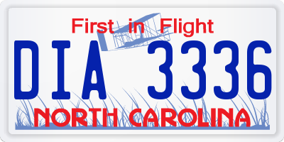NC license plate DIA3336