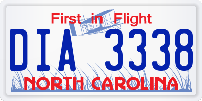 NC license plate DIA3338
