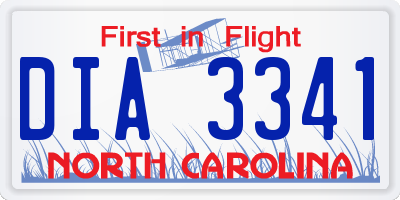 NC license plate DIA3341
