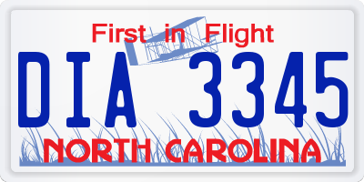 NC license plate DIA3345