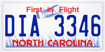 NC license plate DIA3346