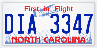 NC license plate DIA3347