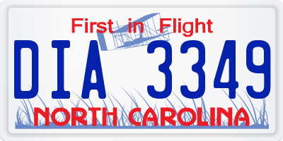 NC license plate DIA3349