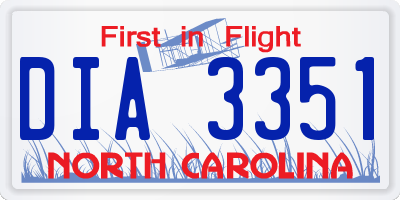 NC license plate DIA3351