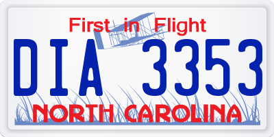 NC license plate DIA3353