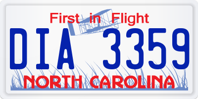 NC license plate DIA3359