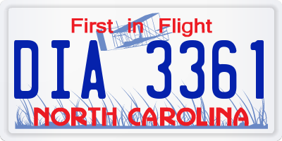 NC license plate DIA3361