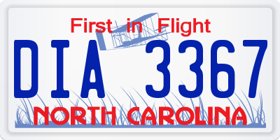 NC license plate DIA3367