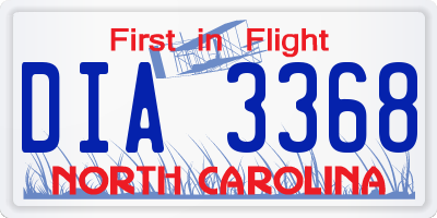 NC license plate DIA3368