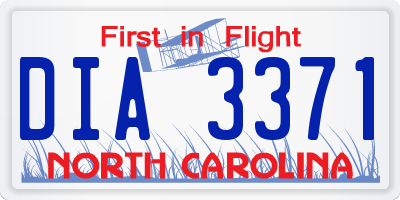NC license plate DIA3371
