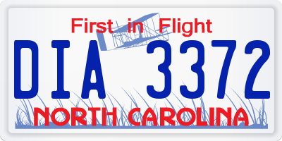 NC license plate DIA3372