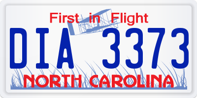 NC license plate DIA3373