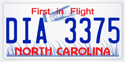 NC license plate DIA3375