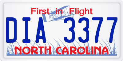 NC license plate DIA3377