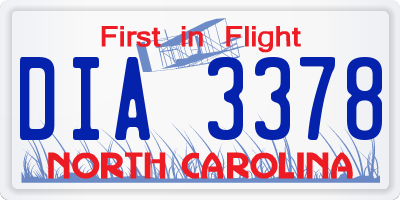 NC license plate DIA3378