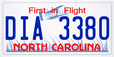 NC license plate DIA3380