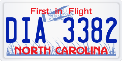 NC license plate DIA3382