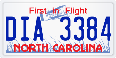 NC license plate DIA3384