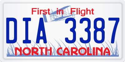 NC license plate DIA3387