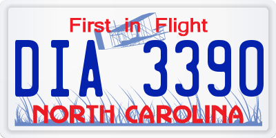 NC license plate DIA3390