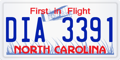 NC license plate DIA3391