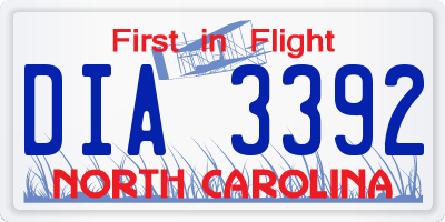 NC license plate DIA3392