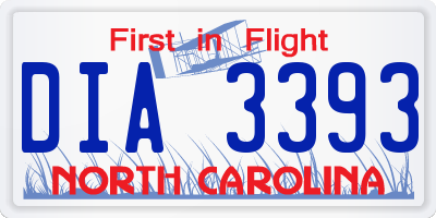 NC license plate DIA3393