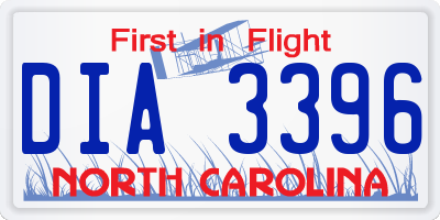NC license plate DIA3396