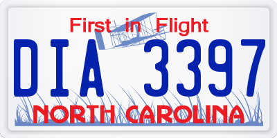 NC license plate DIA3397