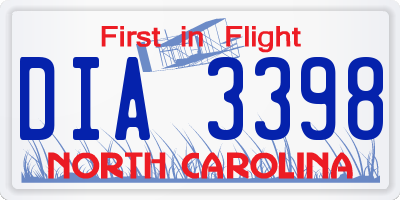 NC license plate DIA3398