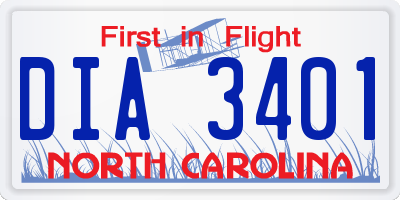 NC license plate DIA3401