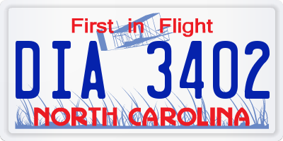 NC license plate DIA3402