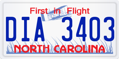 NC license plate DIA3403